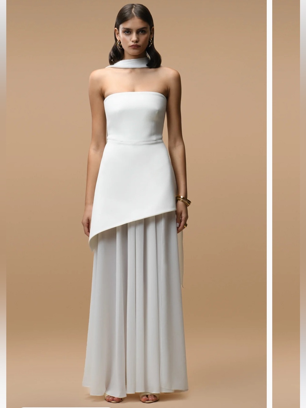 Matters Monaco White Asymmetric Overlay Maxi Dress